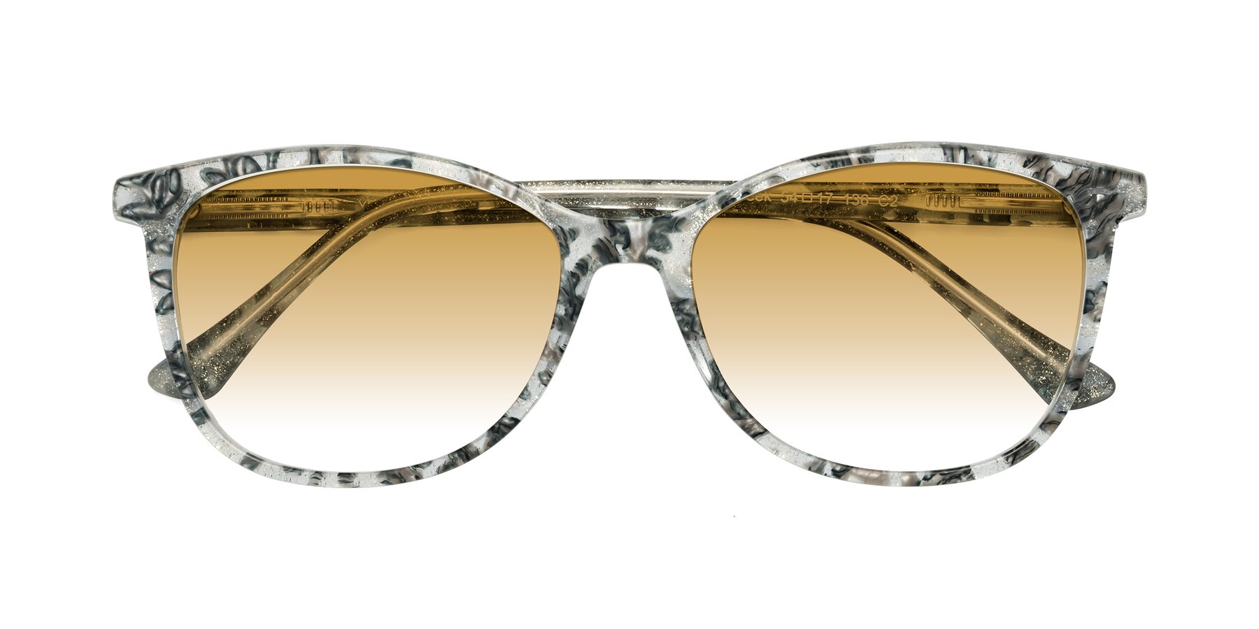 Folded Front of Creek in Gray Floral with Champagne Gradient Lenses