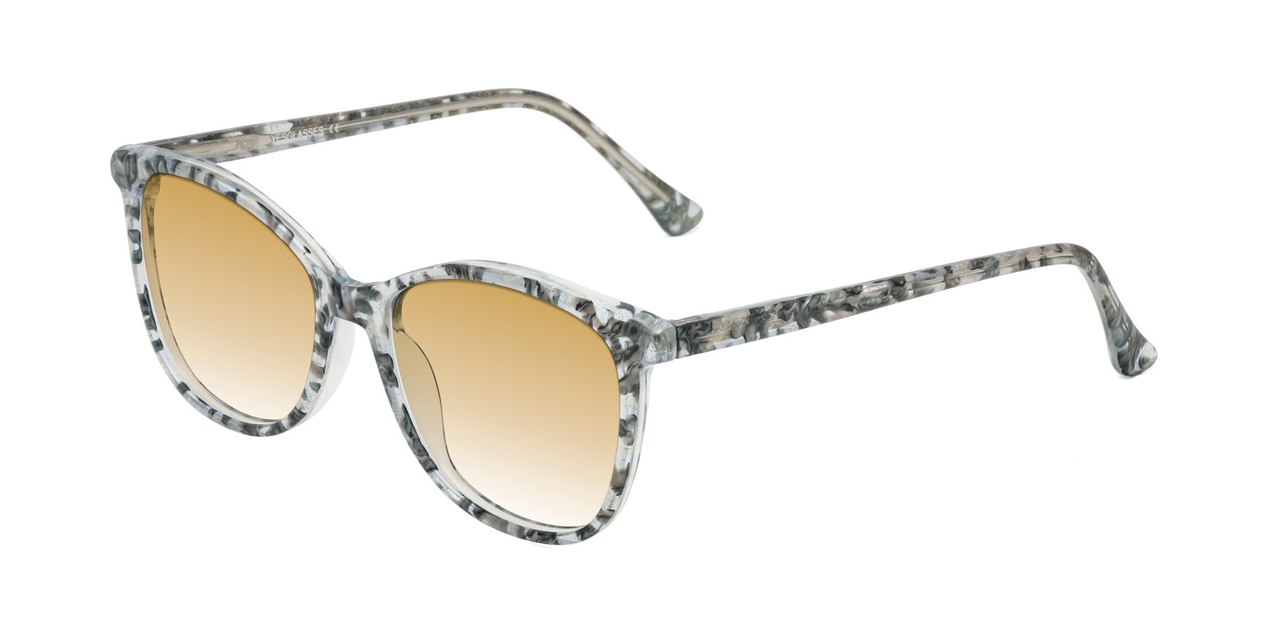 Angle of Creek in Gray Floral with Champagne Gradient Lenses