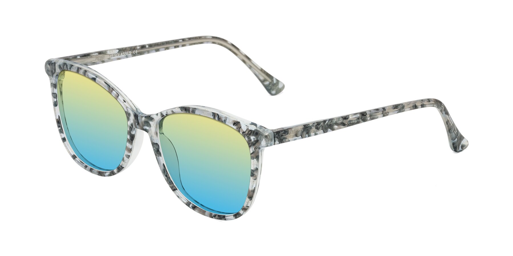 Angle of Creek in Gray Floral with Yellow / Blue Gradient Lenses
