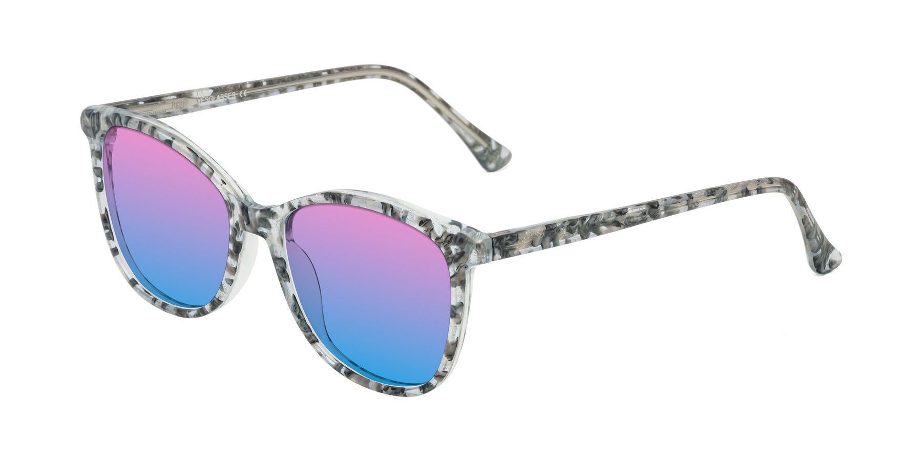 Angle of Creek in Gray Floral with Pink / Blue Gradient Lenses