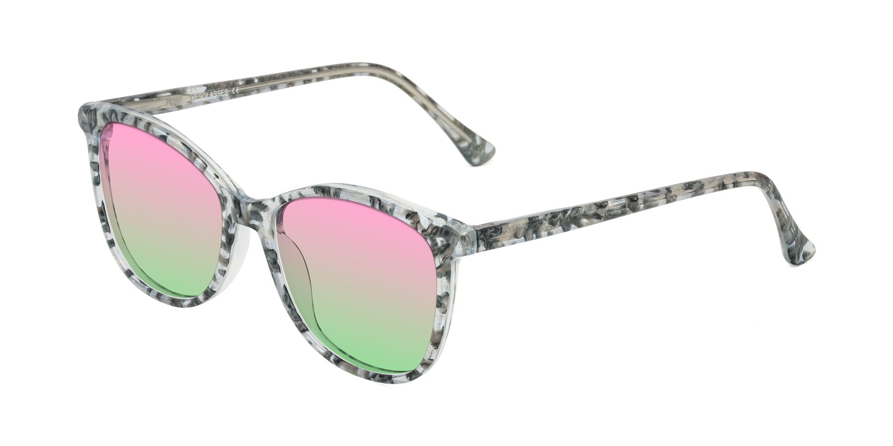 Angle of Creek in Gray Floral with Pink / Green Gradient Lenses