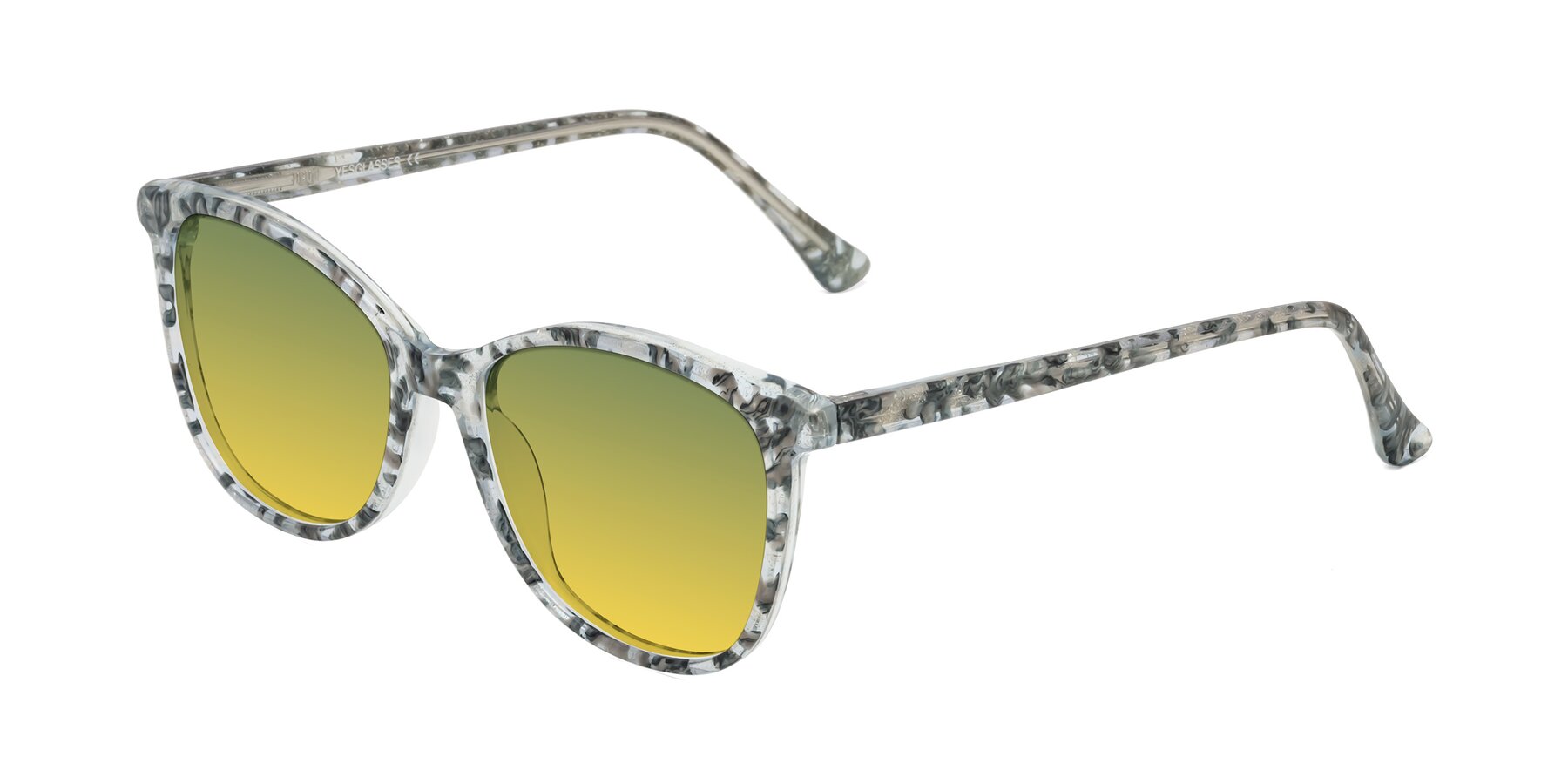 Angle of Creek in Gray Floral with Green / Yellow Gradient Lenses