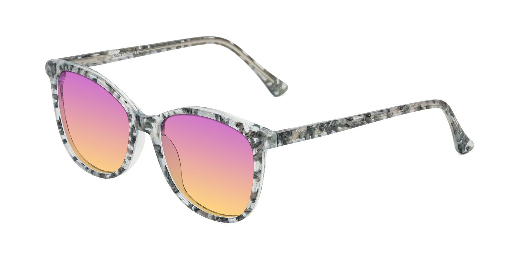 Angle of Creek in Gray Floral with Purple / Yellow Gradient Lenses