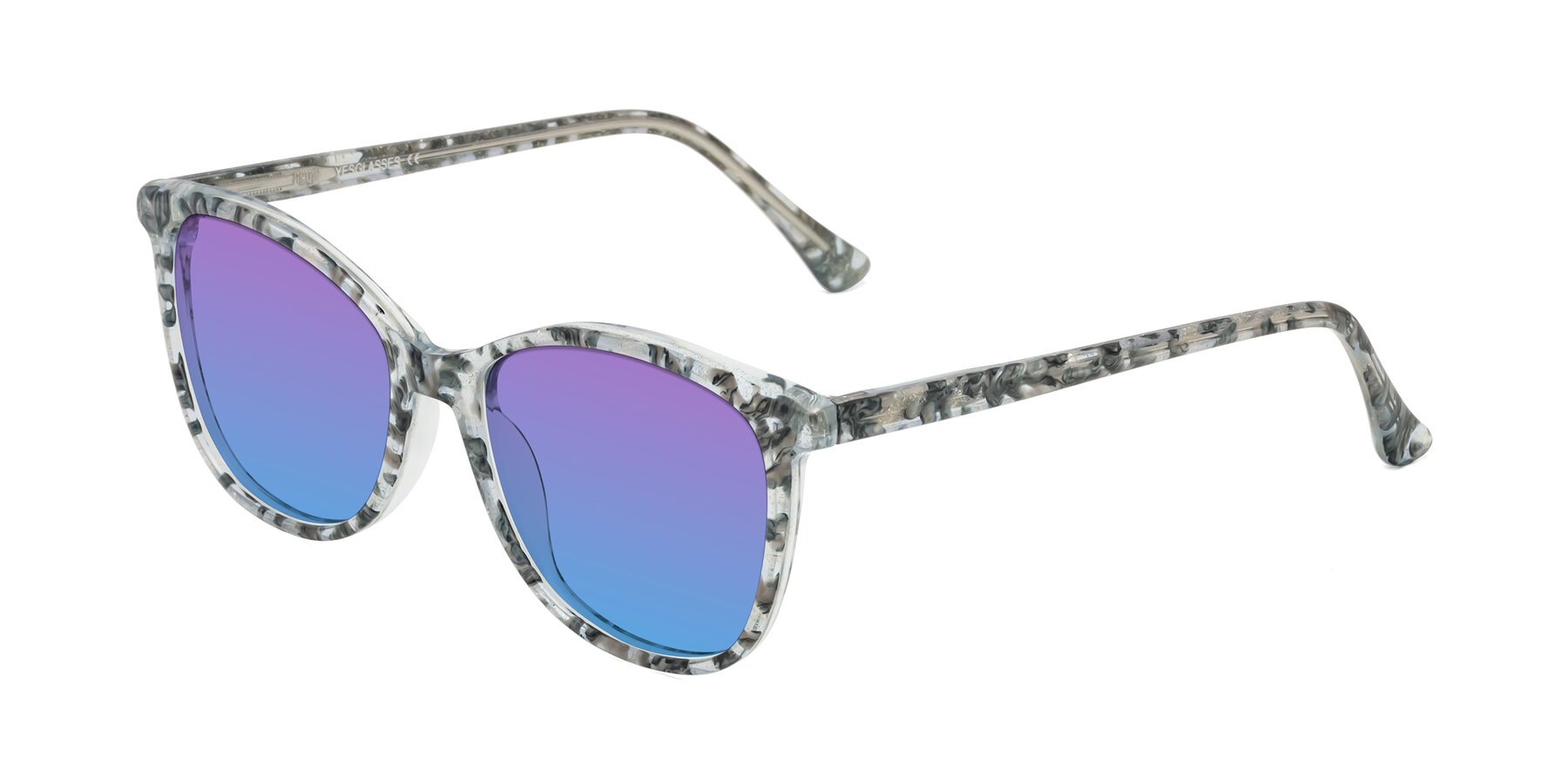 Angle of Creek in Gray Floral with Purple / Blue Gradient Lenses