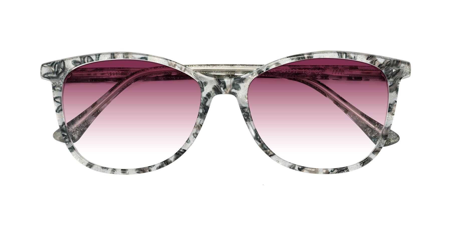 Folded Front of Creek in Gray Floral with Wine Gradient Lenses