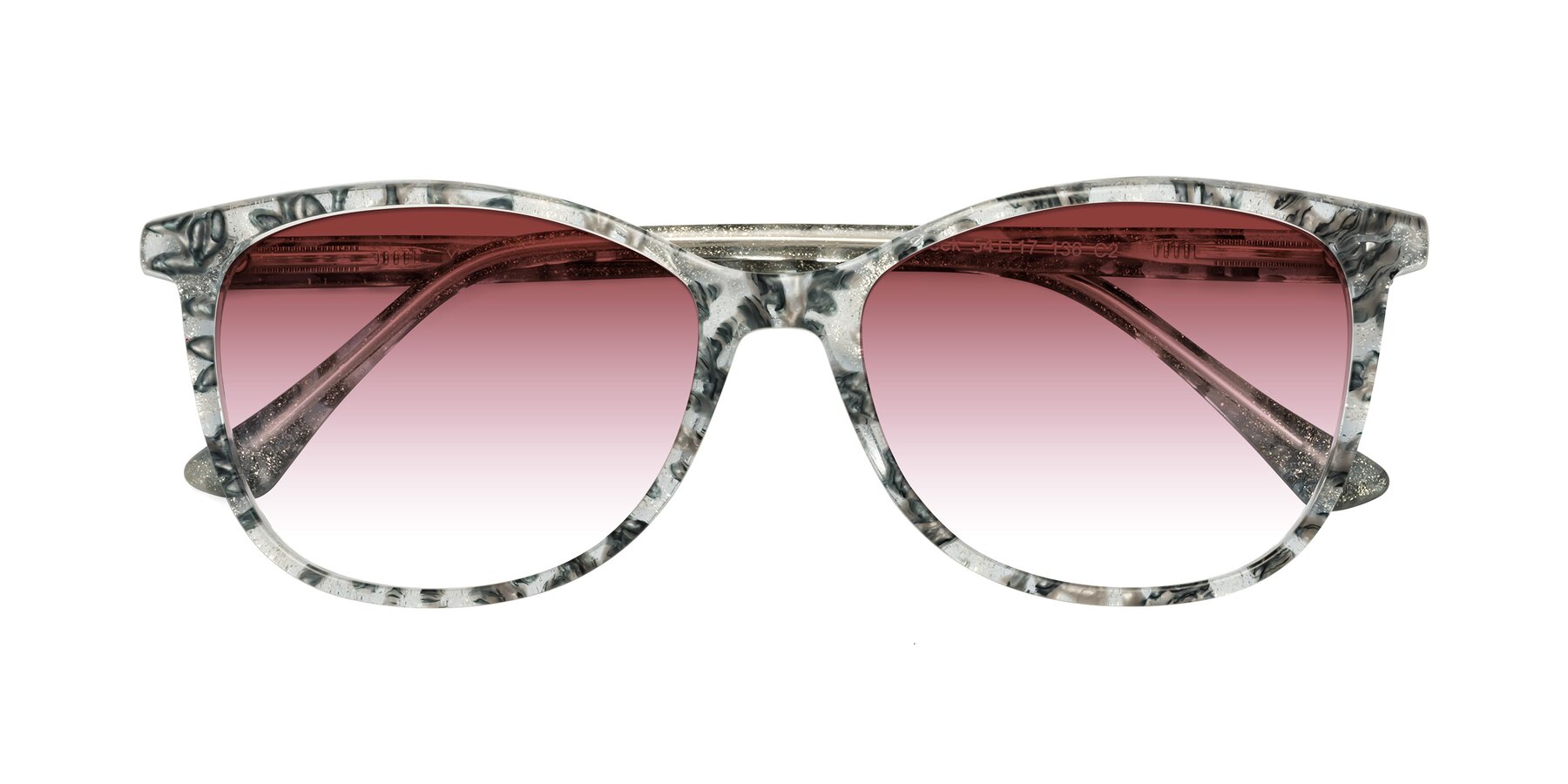 Folded Front of Creek in Gray Floral with Garnet Gradient Lenses