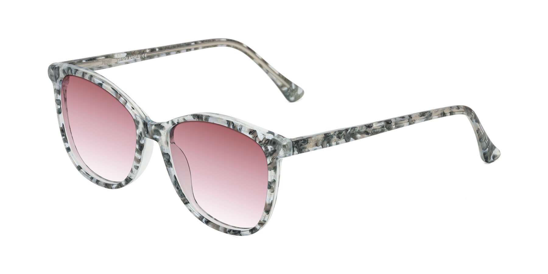 Angle of Creek in Gray Floral with Garnet Gradient Lenses