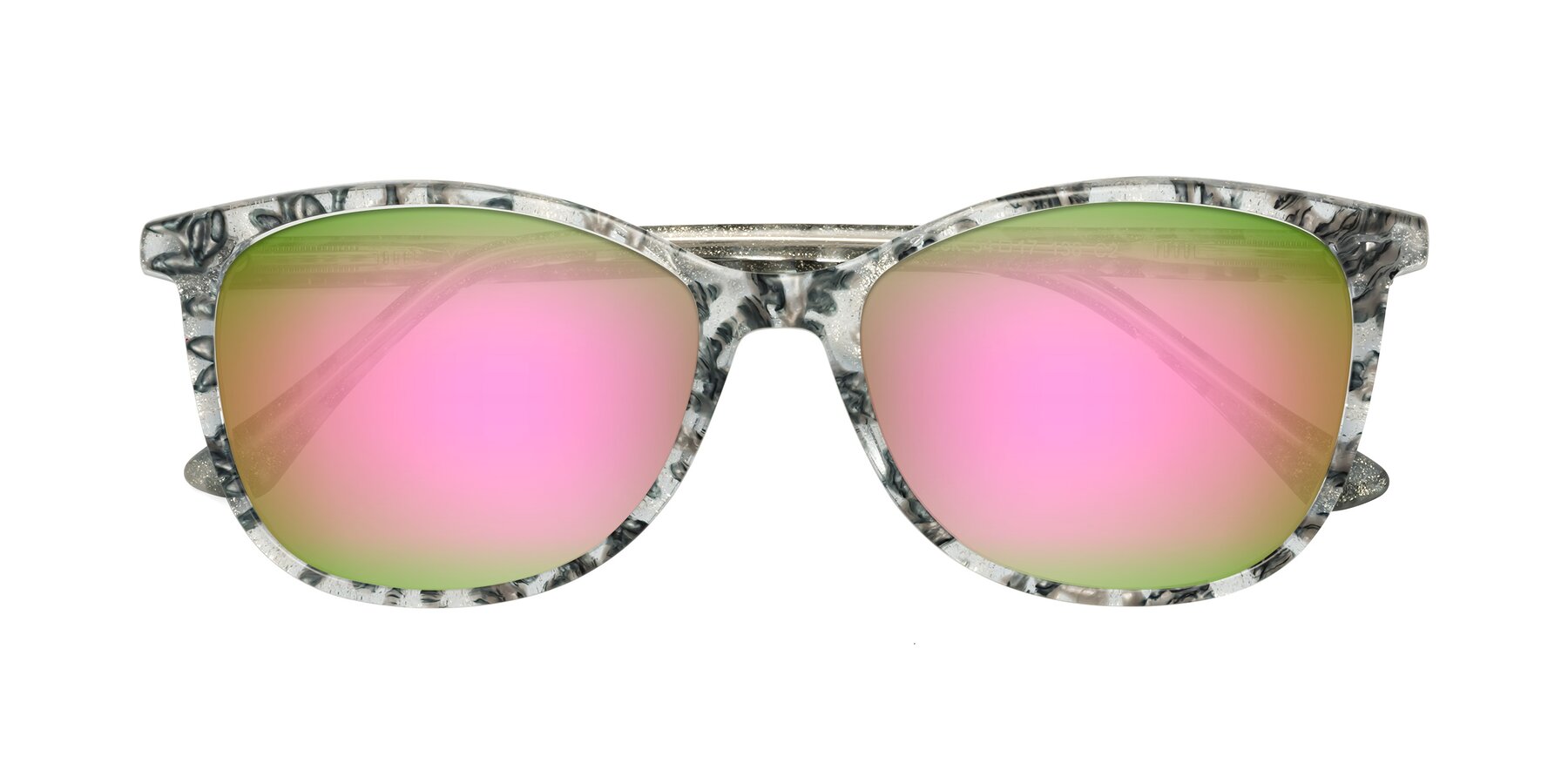 Folded Front of Creek in Gray Floral with Pink Mirrored Lenses