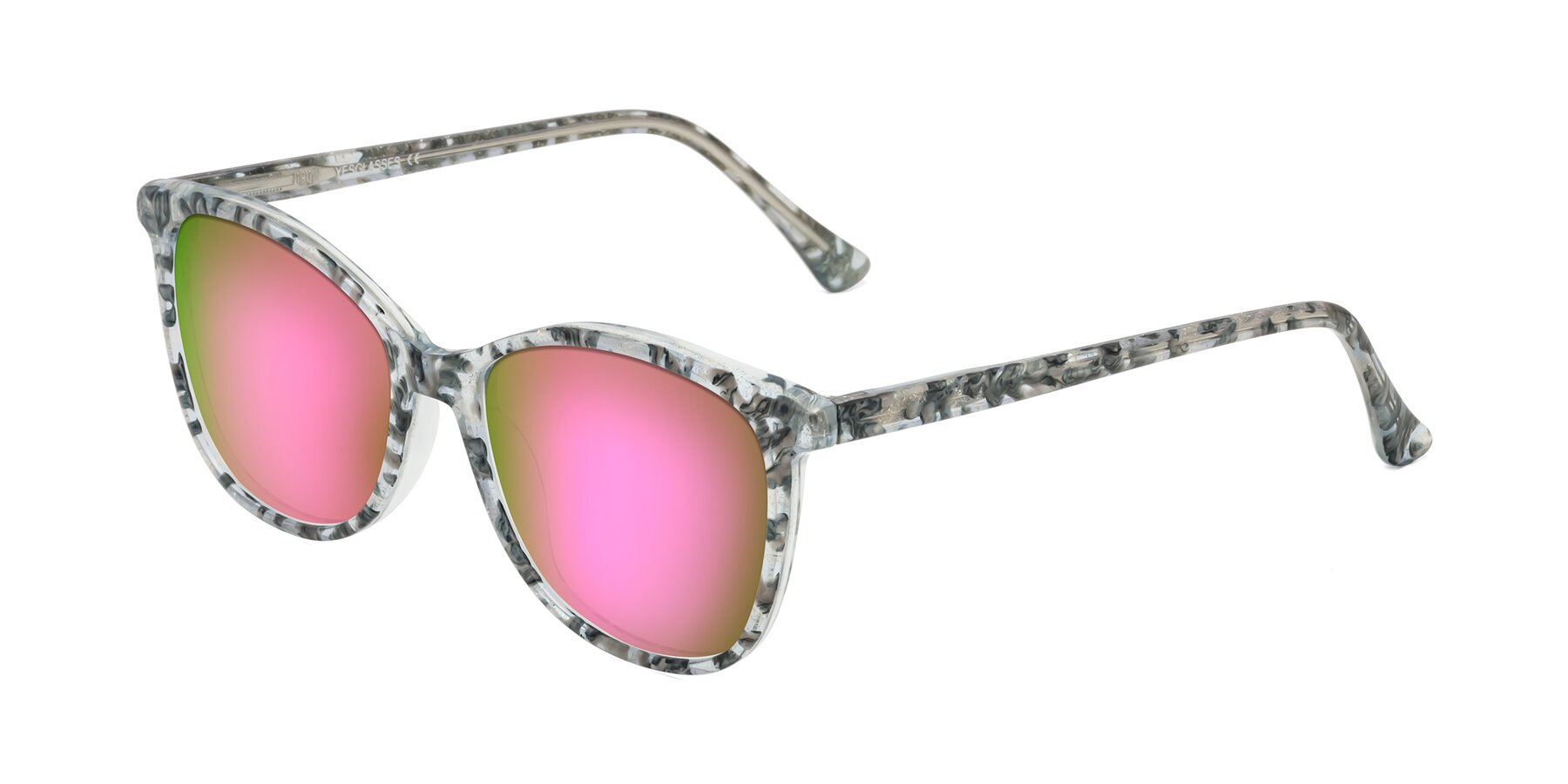 Angle of Creek in Gray Floral with Pink Mirrored Lenses