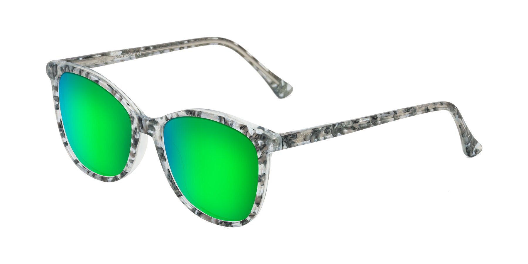 Angle of Creek in Gray Floral with Green Mirrored Lenses