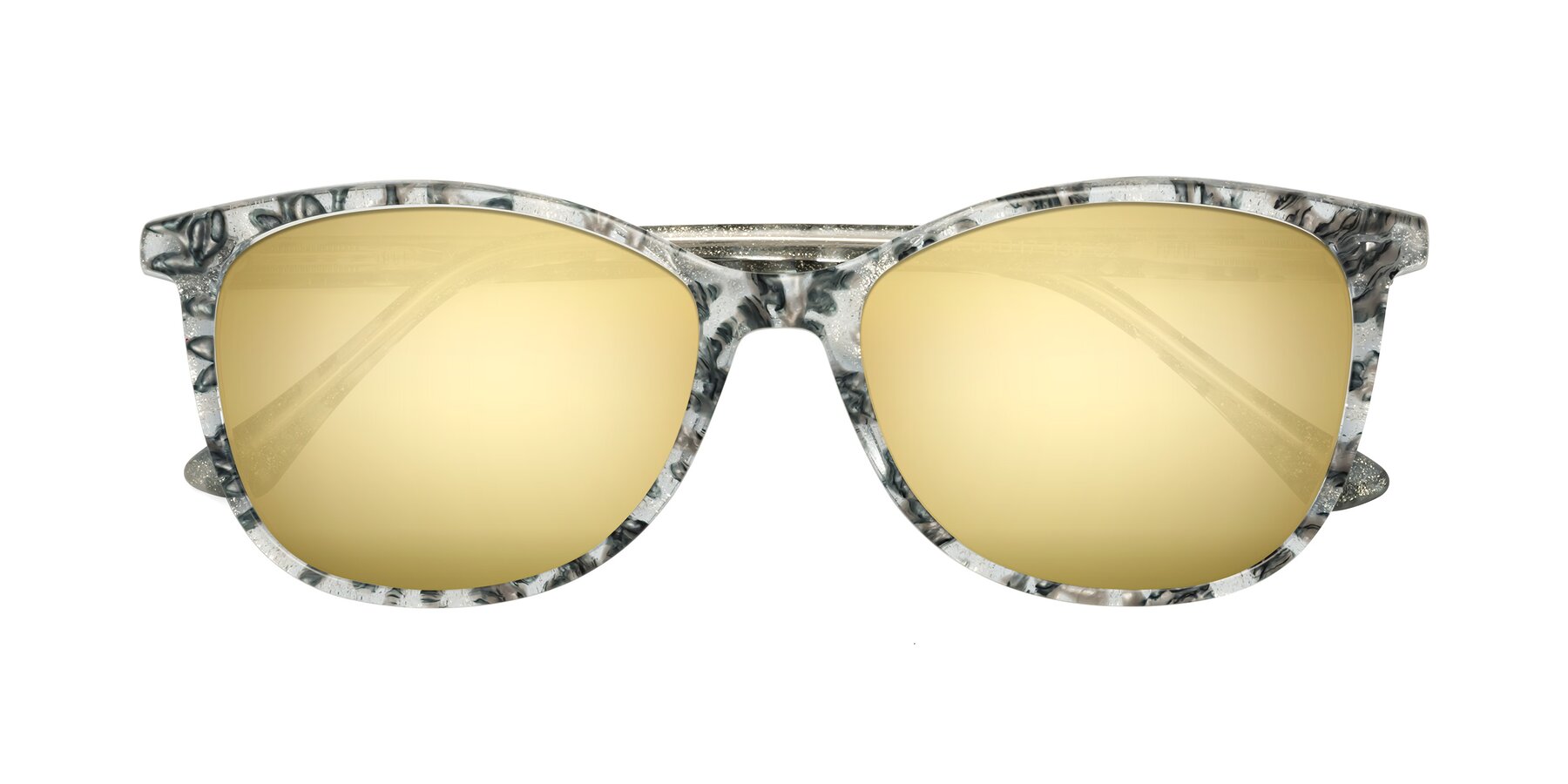 Folded Front of Creek in Gray Floral with Gold Mirrored Lenses