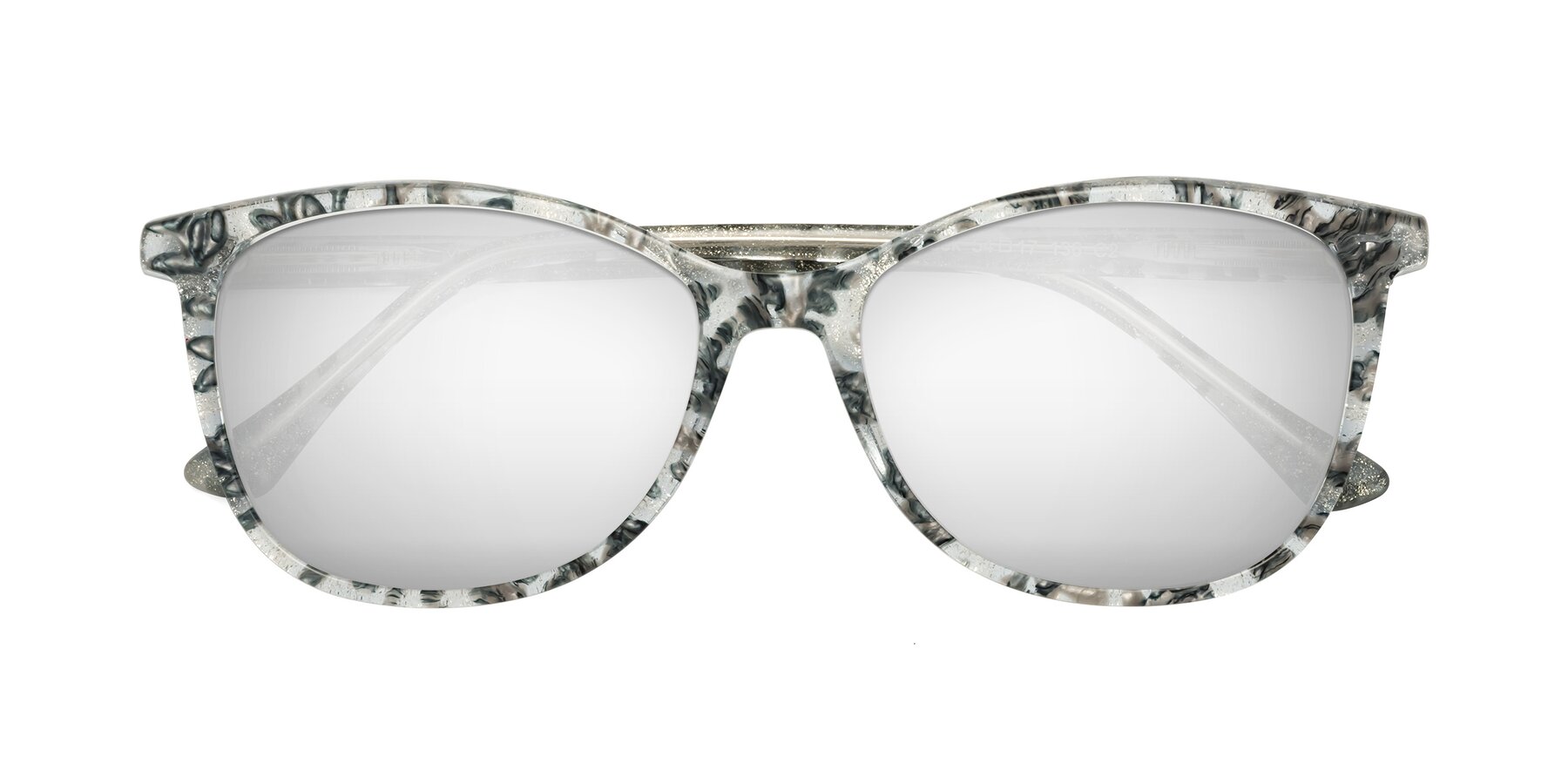 Folded Front of Creek in Gray Floral with Silver Mirrored Lenses