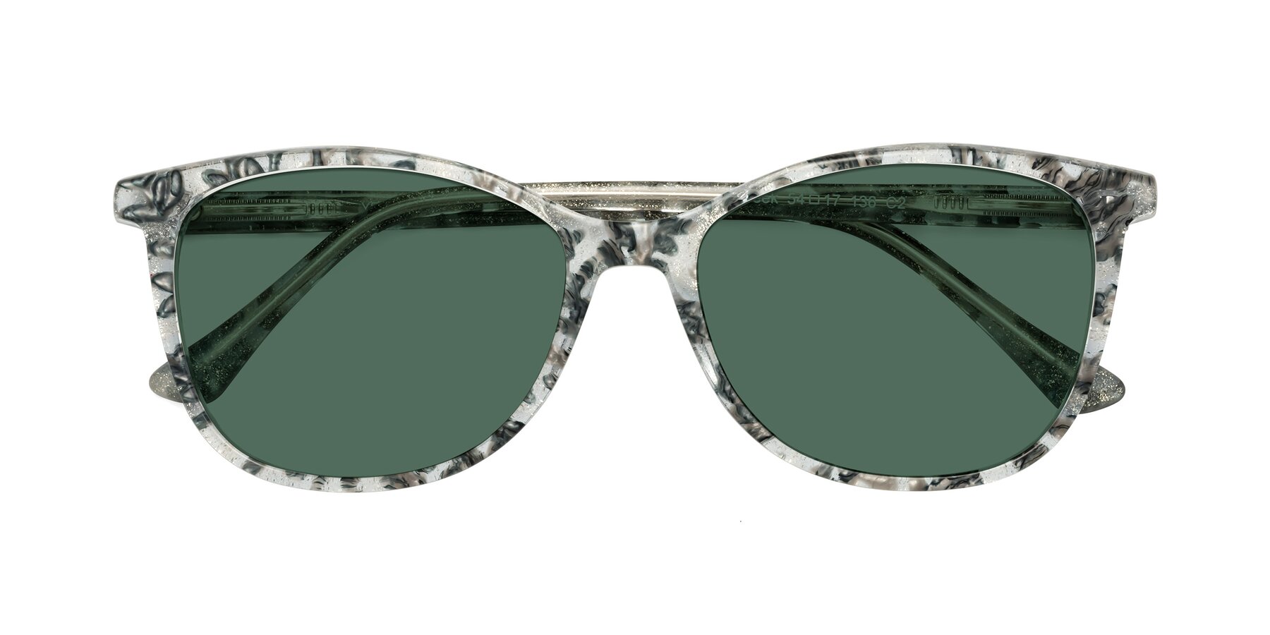 Folded Front of Creek in Gray Floral with Green Polarized Lenses