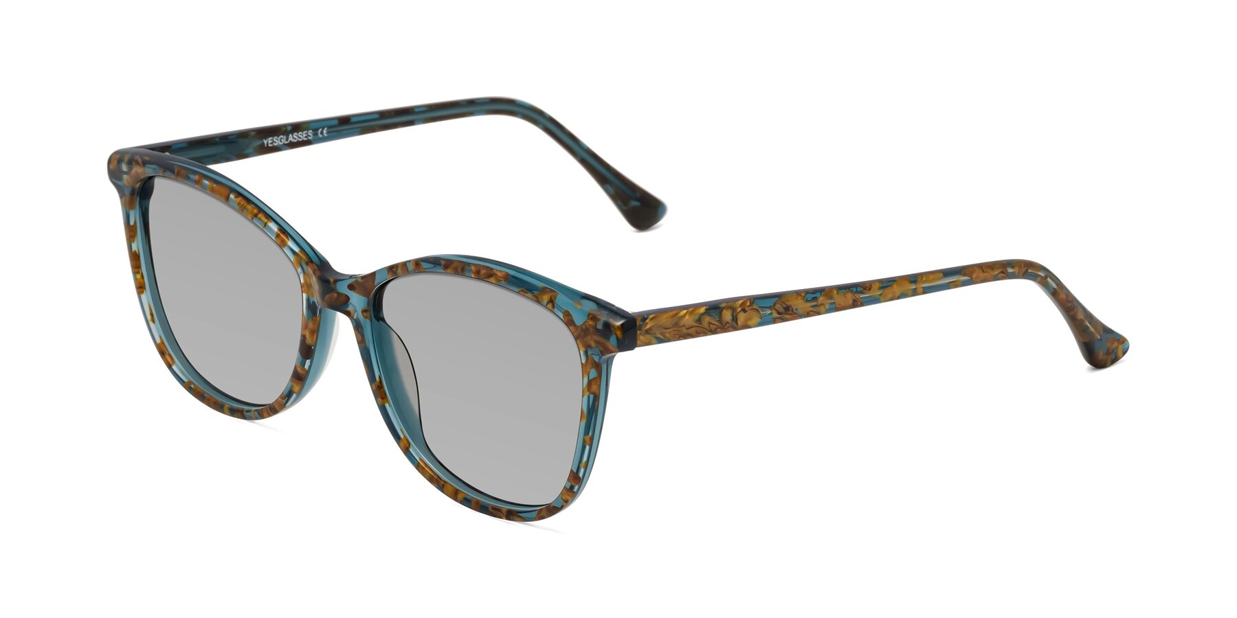 Angle of Creek in Ocean Blue Floral with Light Gray Tinted Lenses