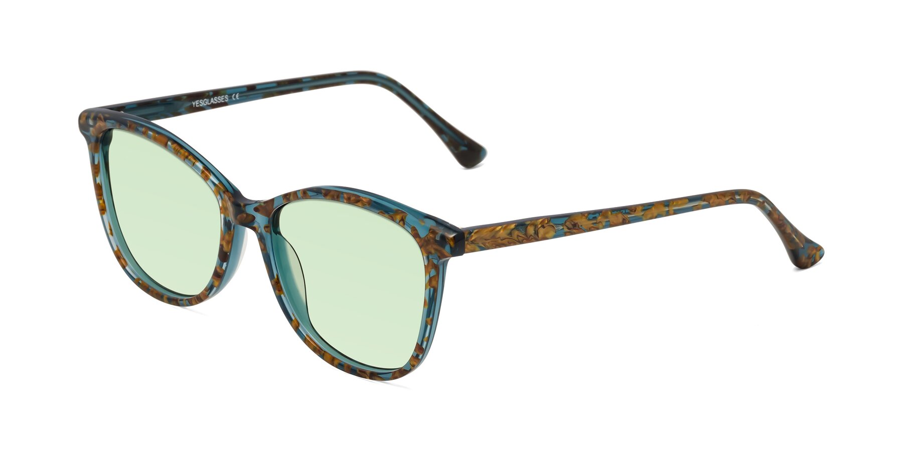 Angle of Creek in Ocean Blue Floral with Light Green Tinted Lenses