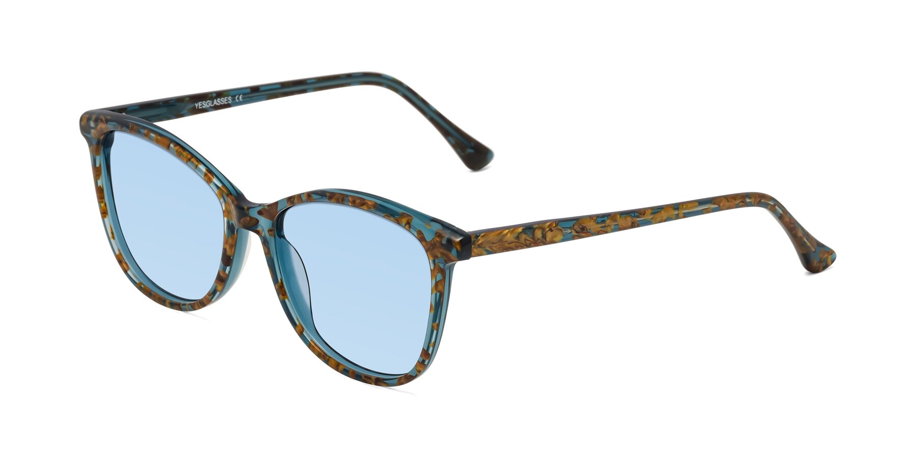 Angle of Creek in Ocean Blue Floral with Light Blue Tinted Lenses