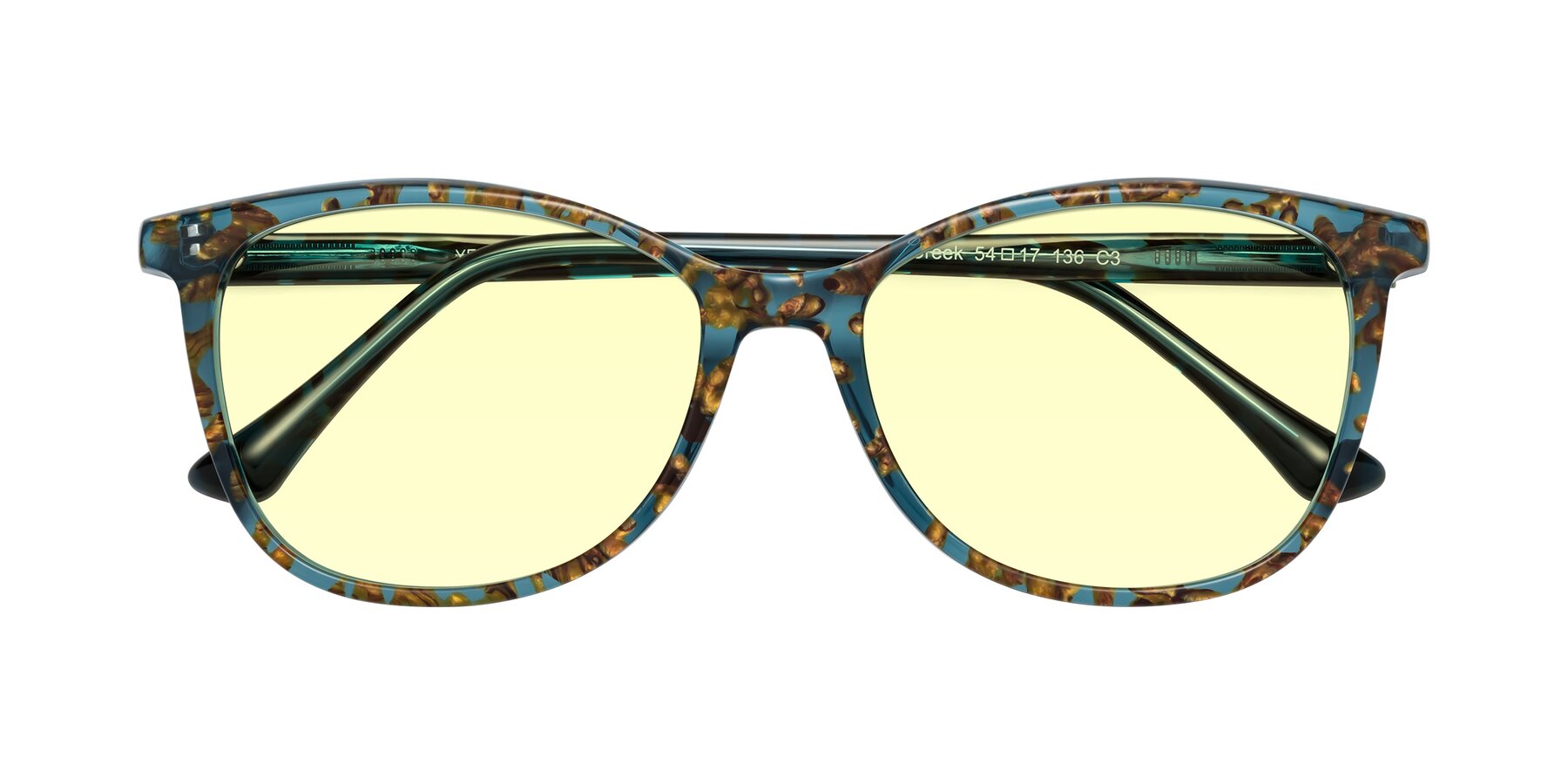 Folded Front of Creek in Ocean Blue Floral with Light Yellow Tinted Lenses