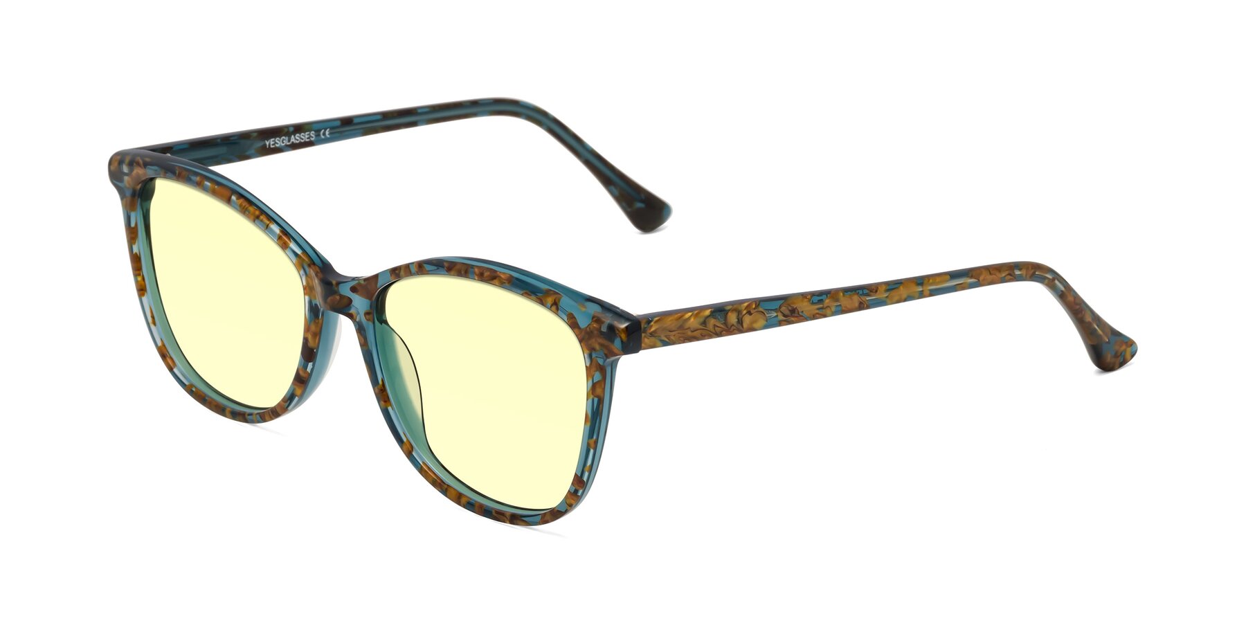 Angle of Creek in Ocean Blue Floral with Light Yellow Tinted Lenses