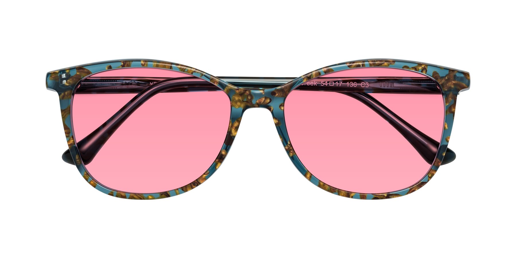 Folded Front of Creek in Ocean Blue Floral with Pink Tinted Lenses