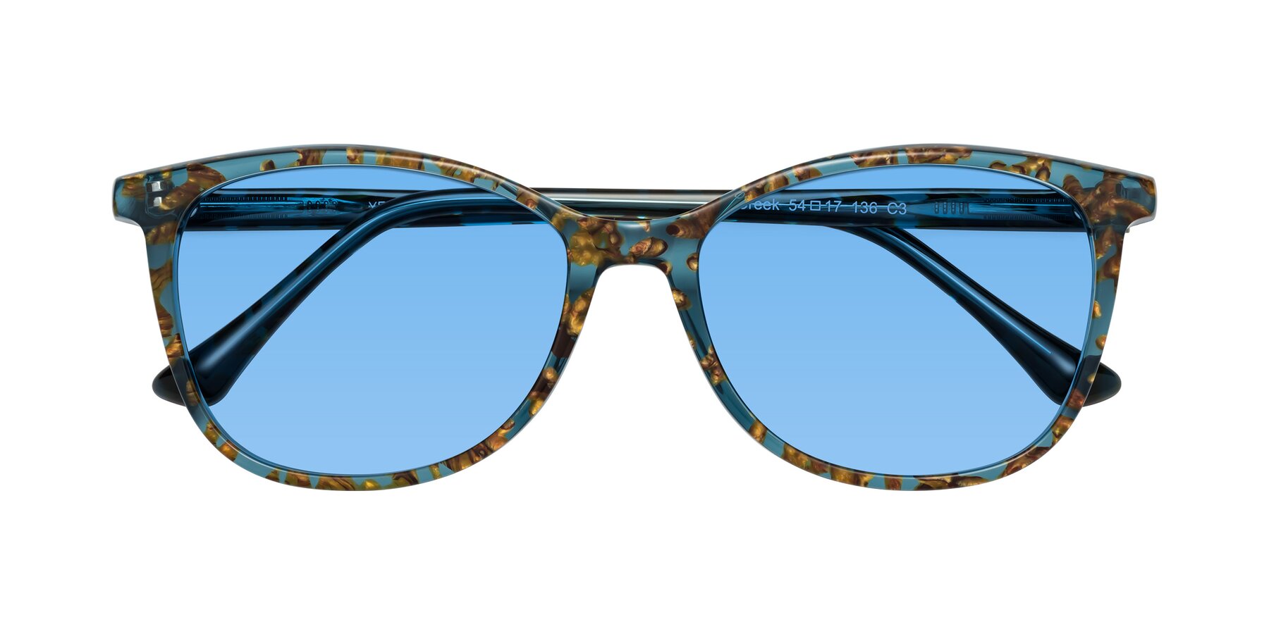 Folded Front of Creek in Ocean Blue Floral with Medium Blue Tinted Lenses