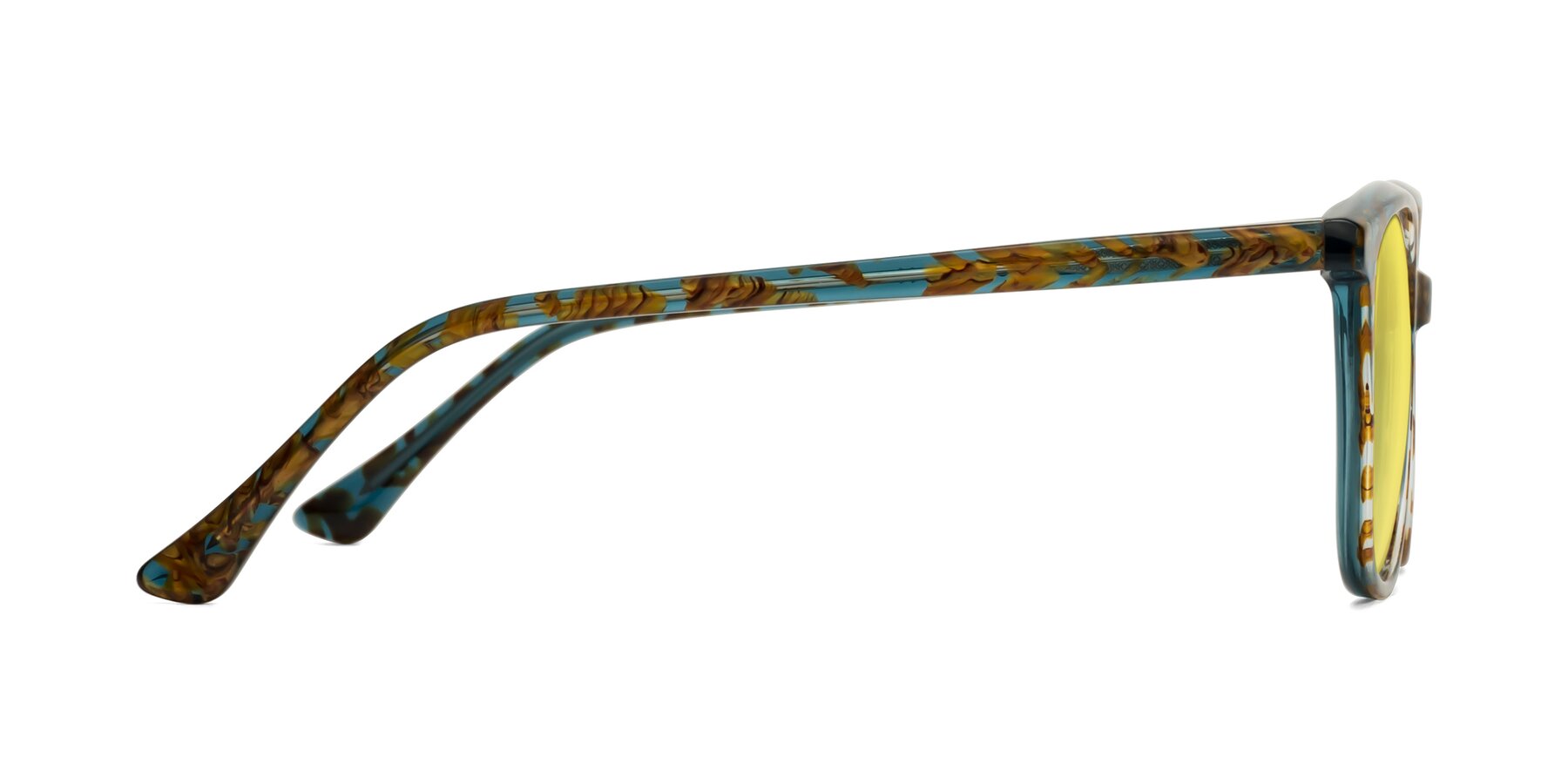 Side of Creek in Ocean Blue Floral with Medium Yellow Tinted Lenses