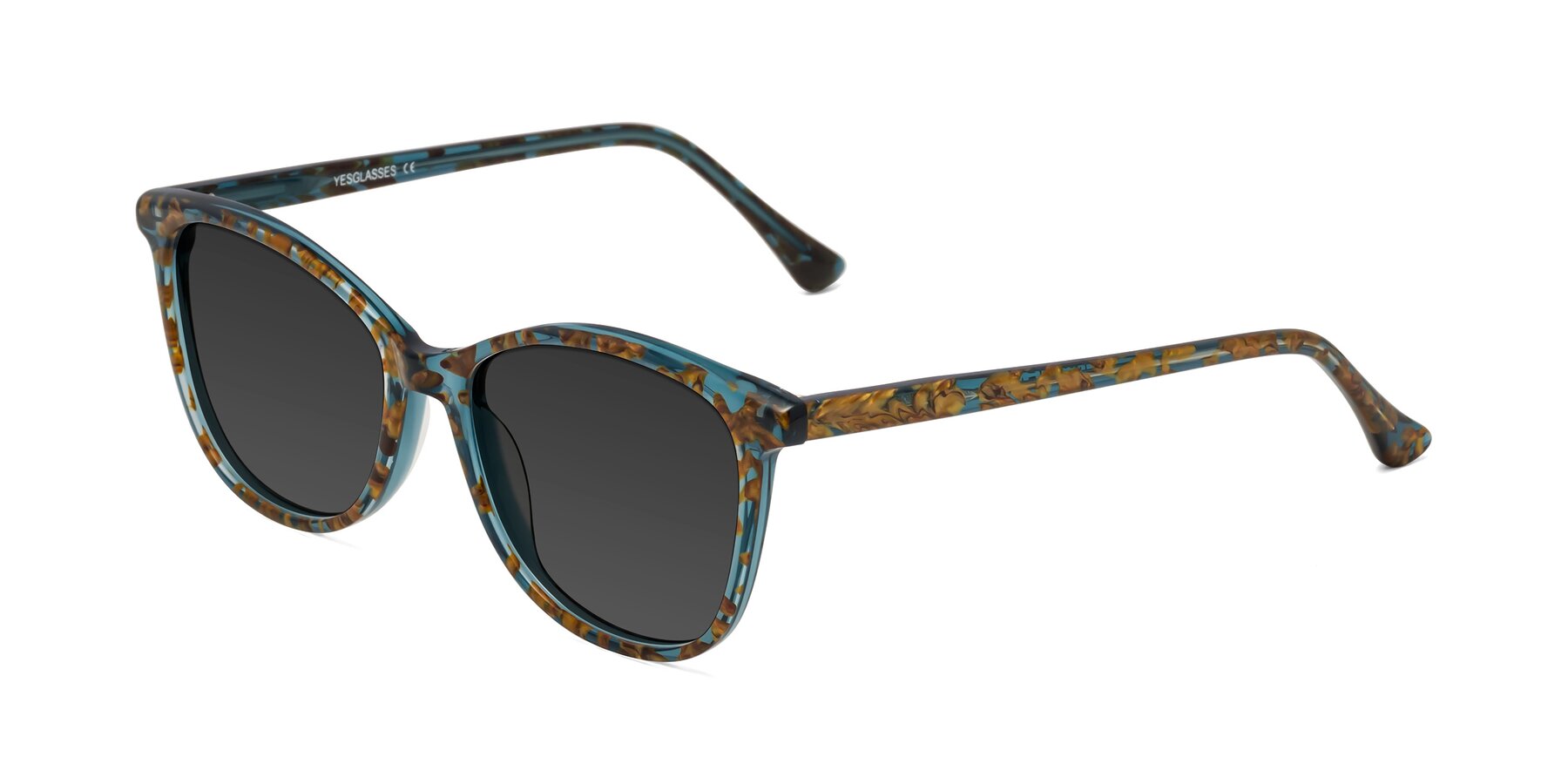 Angle of Creek in Ocean Blue Floral with Gray Tinted Lenses