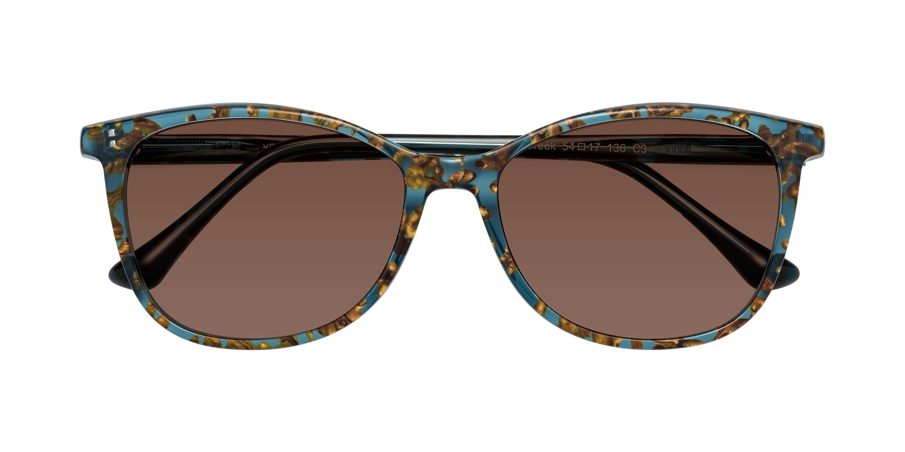 Folded Front of Creek in Ocean Blue Floral with Brown Tinted Lenses