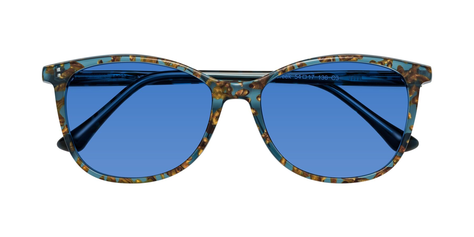 Folded Front of Creek in Ocean Blue Floral with Blue Tinted Lenses