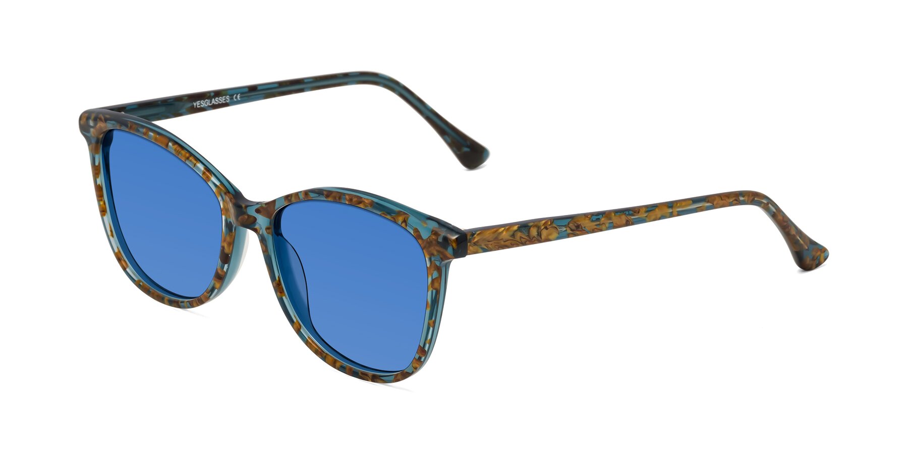 Angle of Creek in Ocean Blue Floral with Blue Tinted Lenses