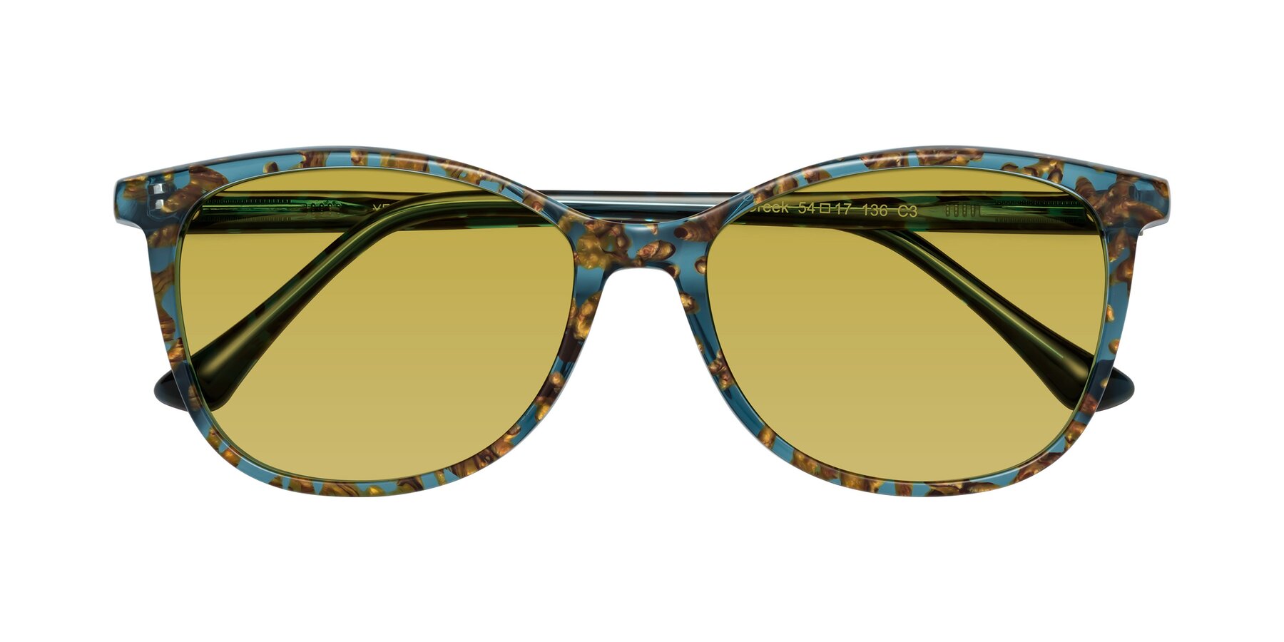 Folded Front of Creek in Ocean Blue Floral with Champagne Tinted Lenses