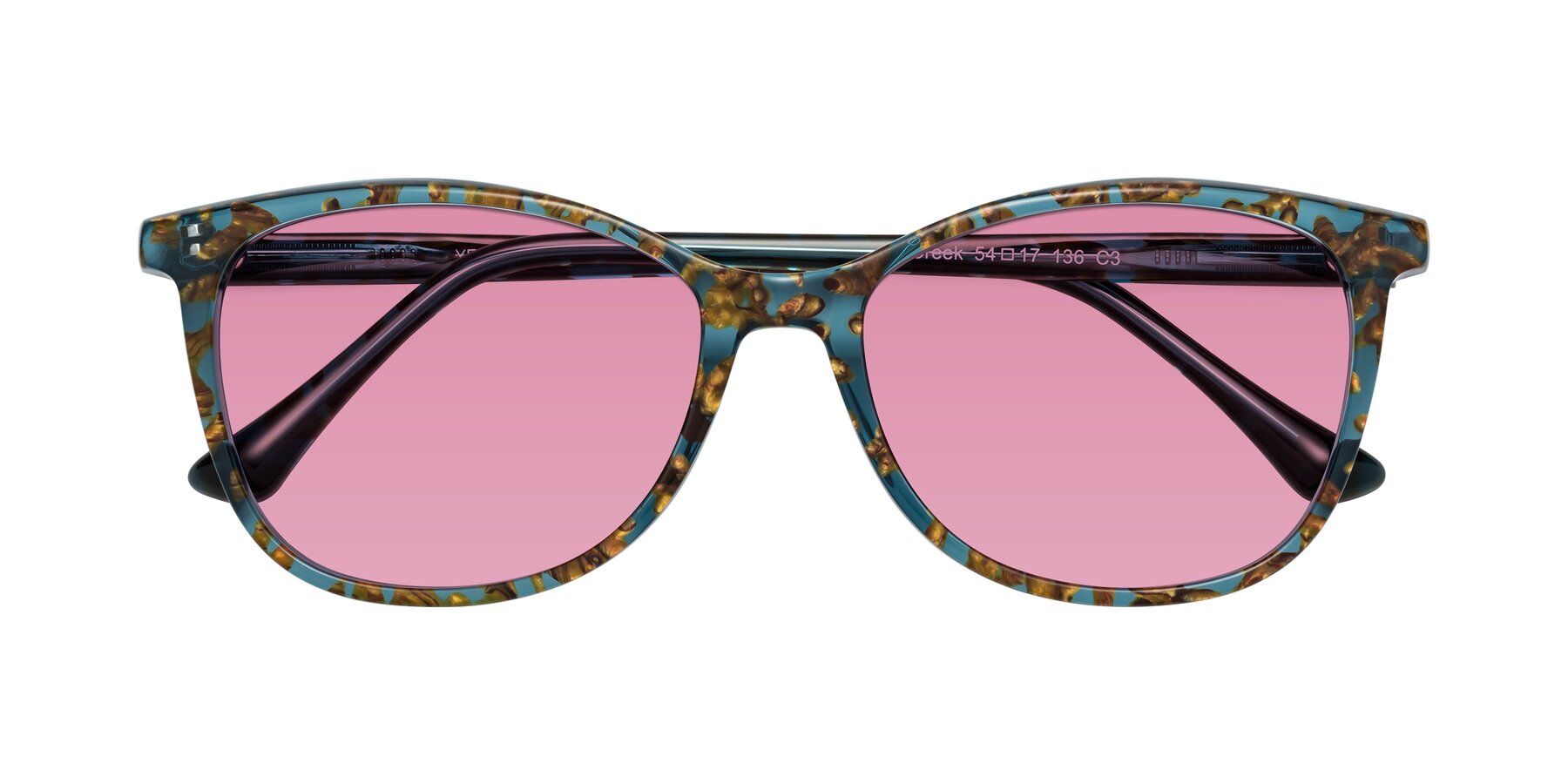 Folded Front of Creek in Ocean Blue Floral with Medium Wine Tinted Lenses