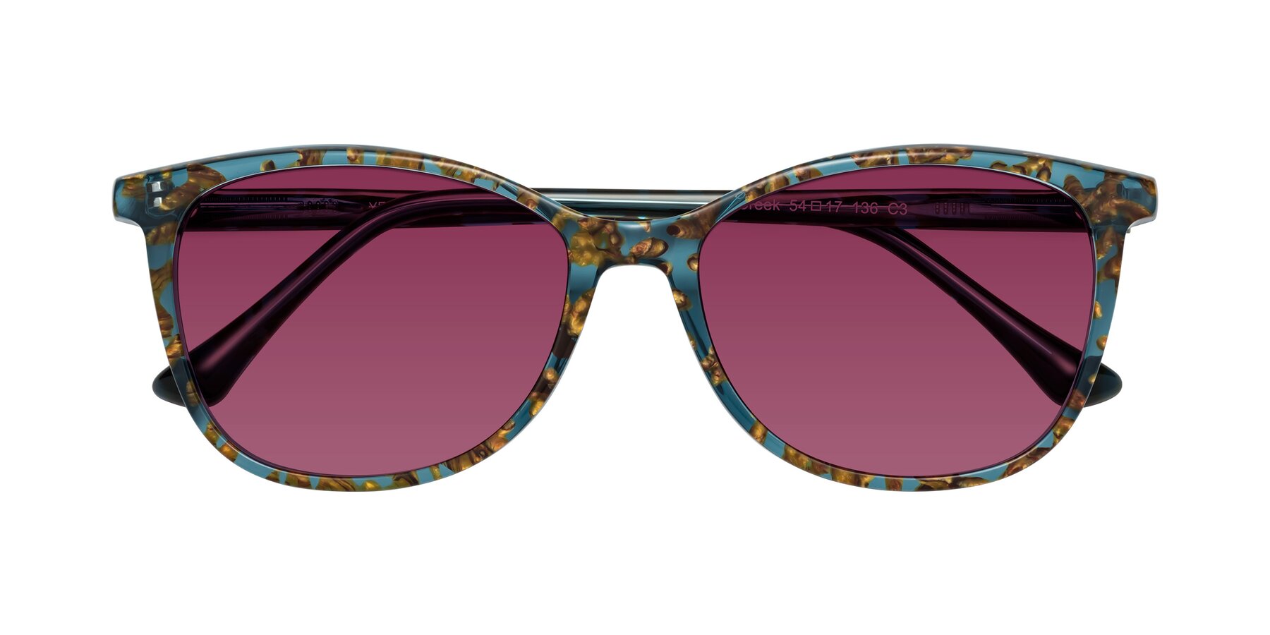 Folded Front of Creek in Ocean Blue Floral with Wine Tinted Lenses