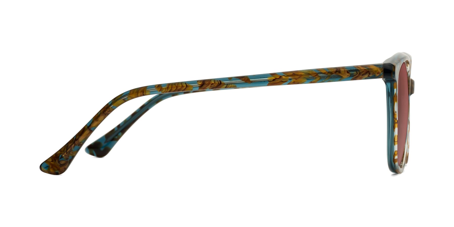 Side of Creek in Ocean Blue Floral with Garnet Tinted Lenses