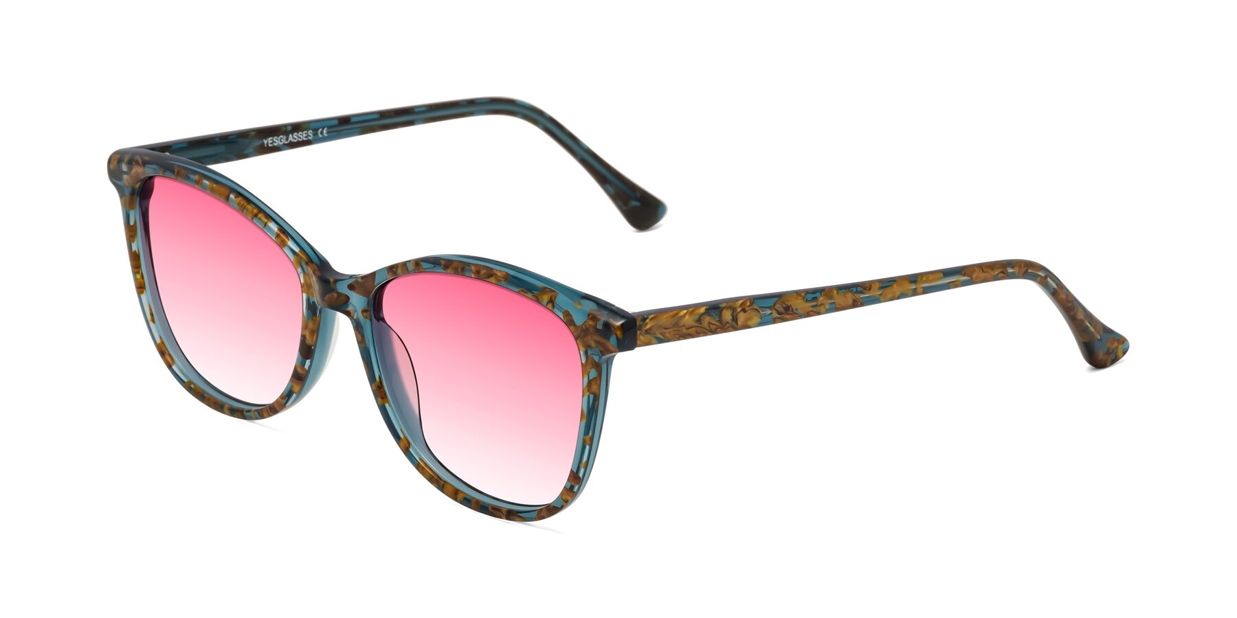Angle of Creek in Ocean Blue Floral with Pink Gradient Lenses