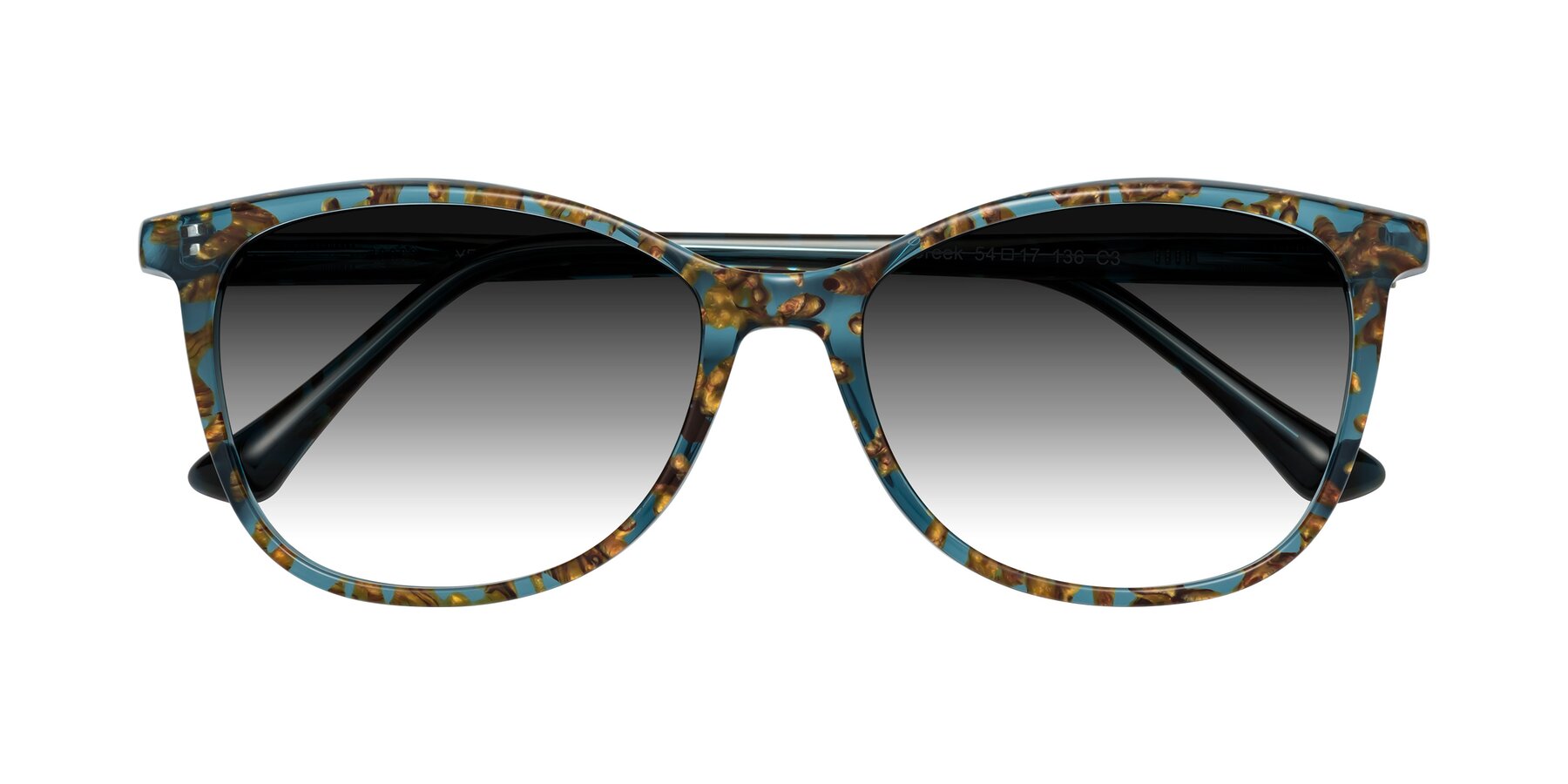 Folded Front of Creek in Ocean Blue Floral with Gray Gradient Lenses