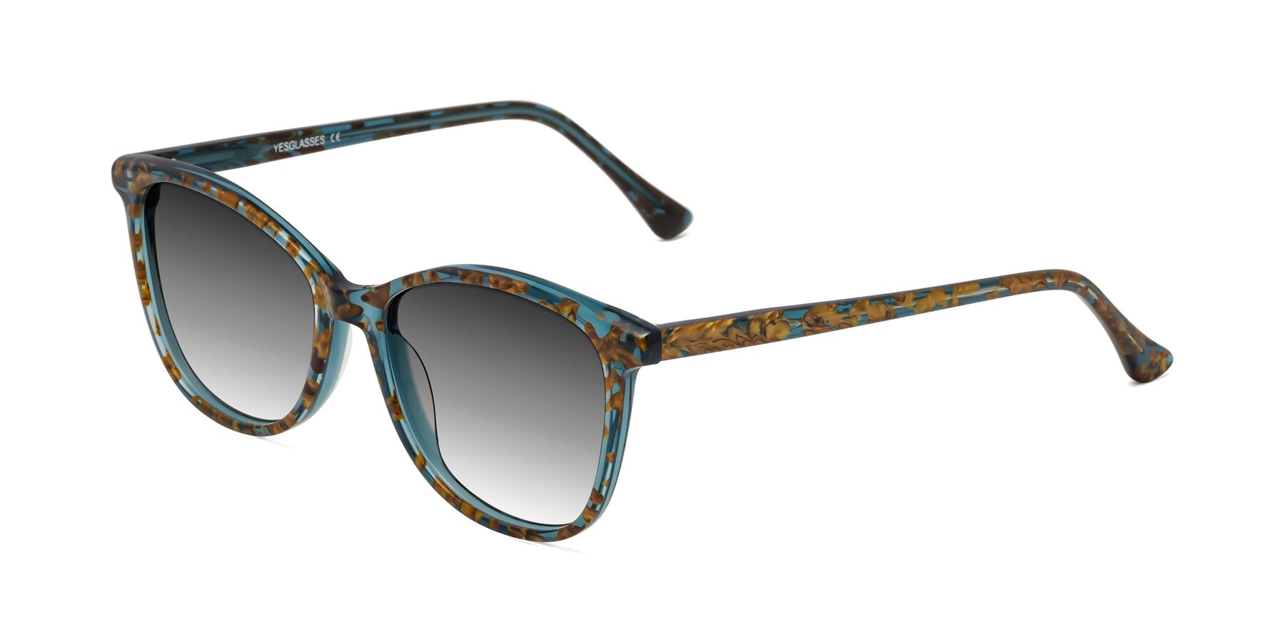 Angle of Creek in Ocean Blue Floral with Gray Gradient Lenses