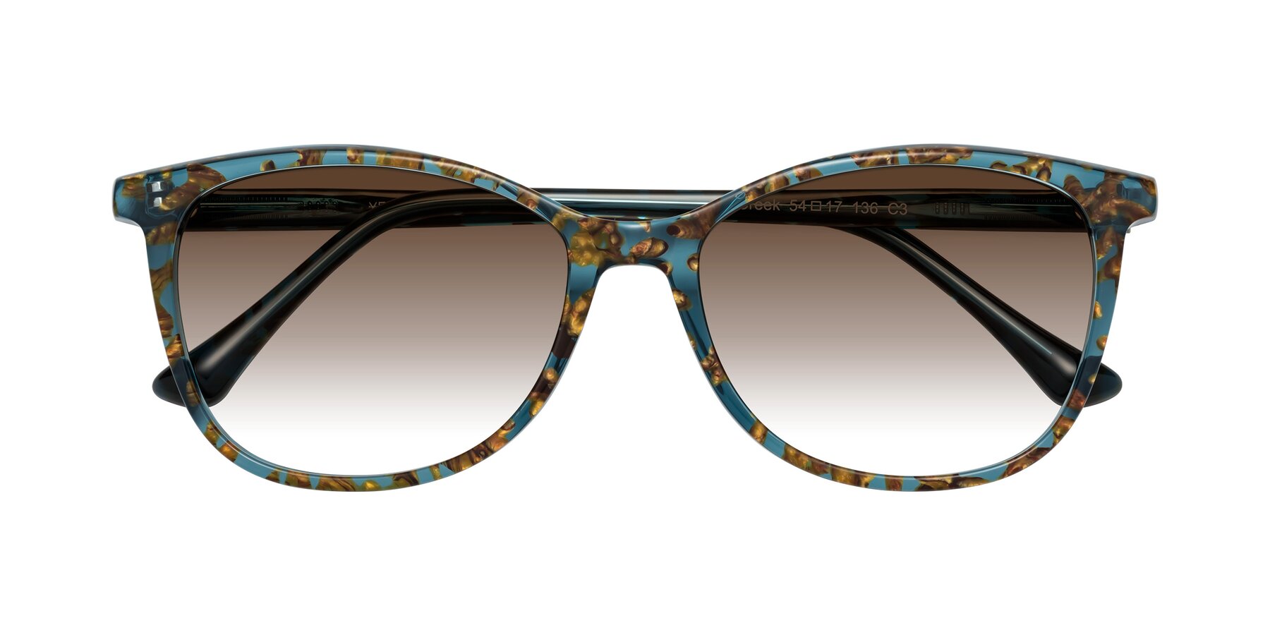 Folded Front of Creek in Ocean Blue Floral with Brown Gradient Lenses