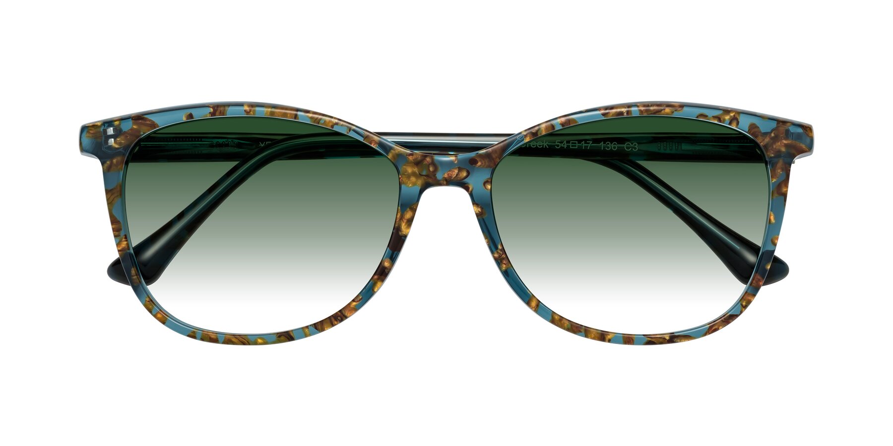 Folded Front of Creek in Ocean Blue Floral with Green Gradient Lenses