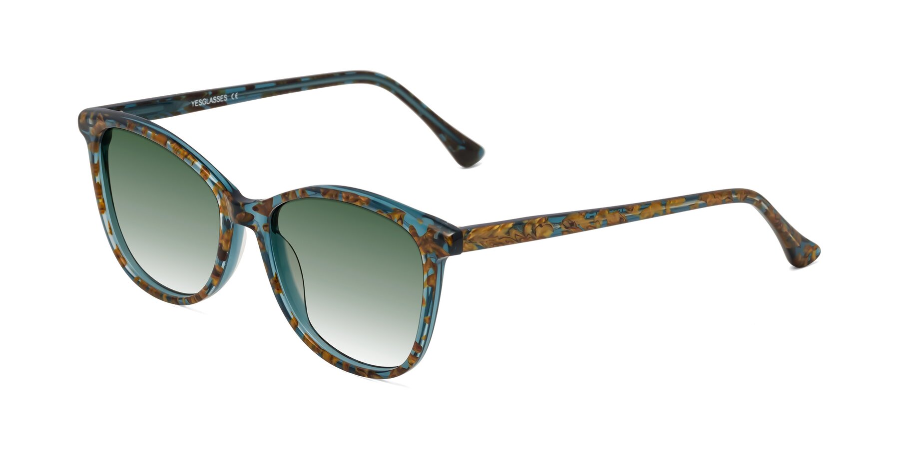 Angle of Creek in Ocean Blue Floral with Green Gradient Lenses