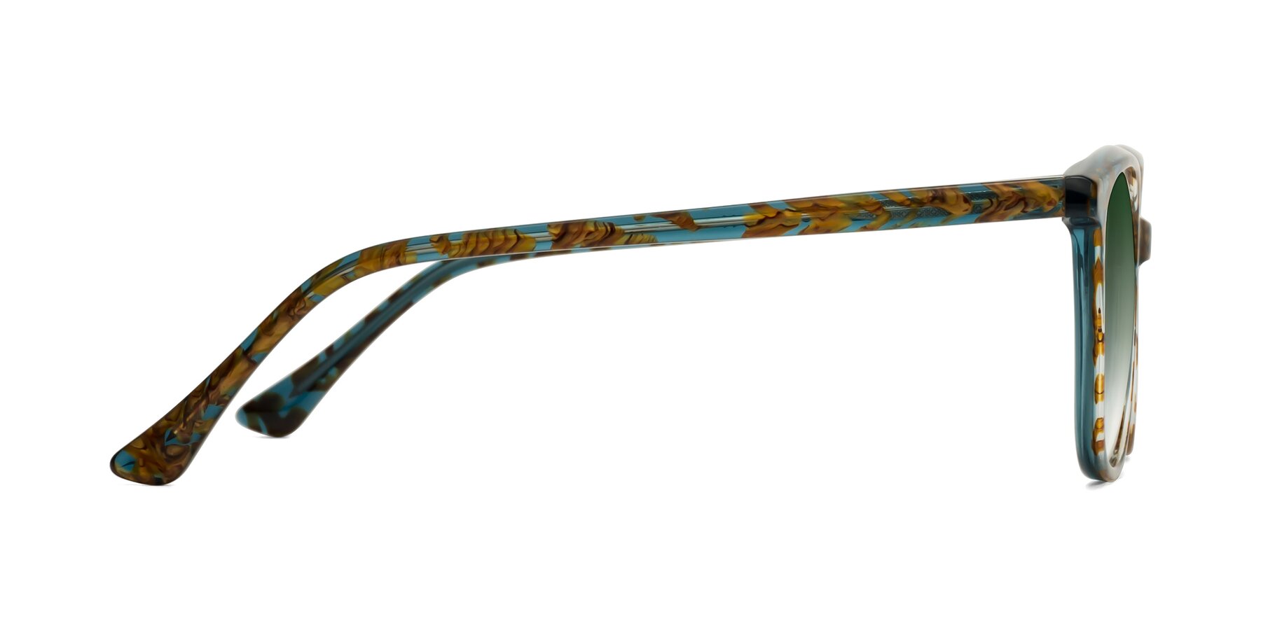 Side of Creek in Ocean Blue Floral with Green Gradient Lenses