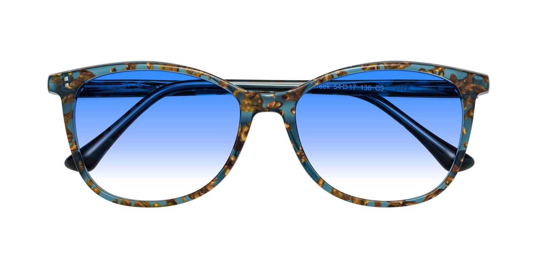 Folded Front of Creek in Ocean Blue Floral with Blue Gradient Lenses