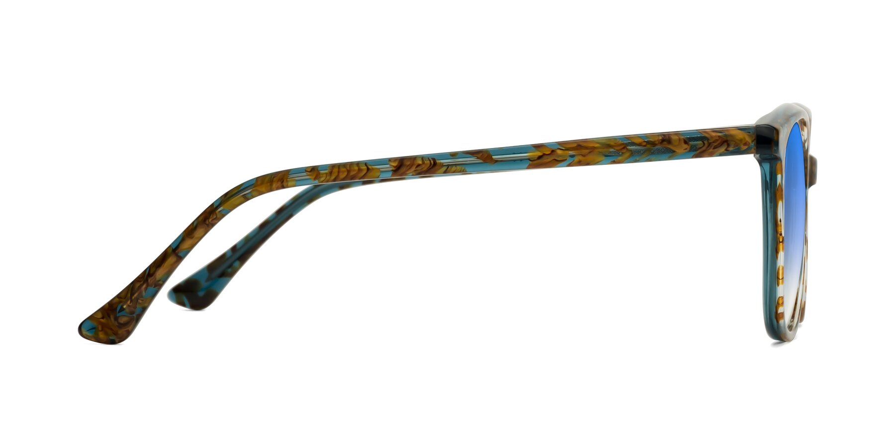 Side of Creek in Ocean Blue Floral with Blue Gradient Lenses