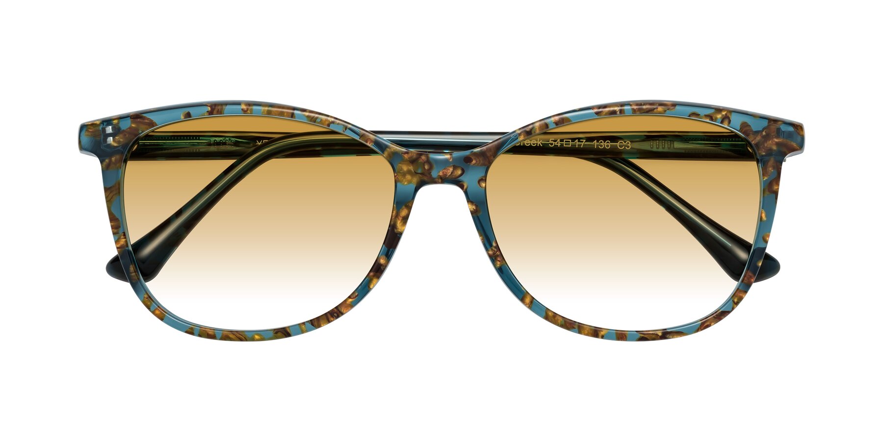 Folded Front of Creek in Ocean Blue Floral with Champagne Gradient Lenses