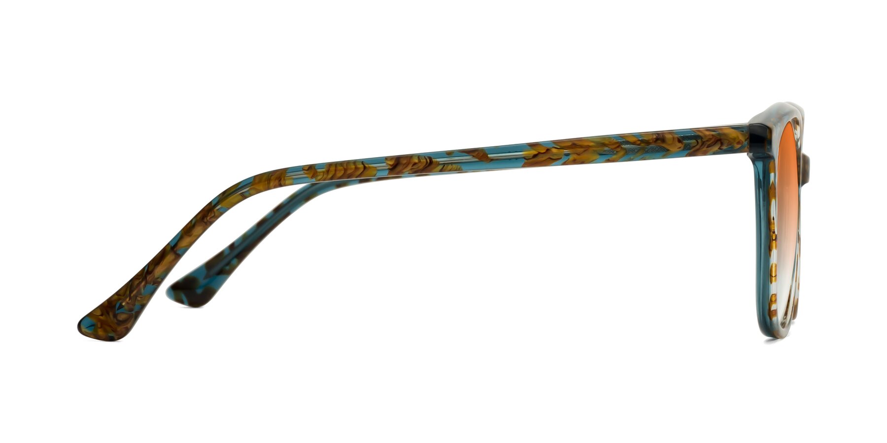 Side of Creek in Ocean Blue Floral with Orange Gradient Lenses