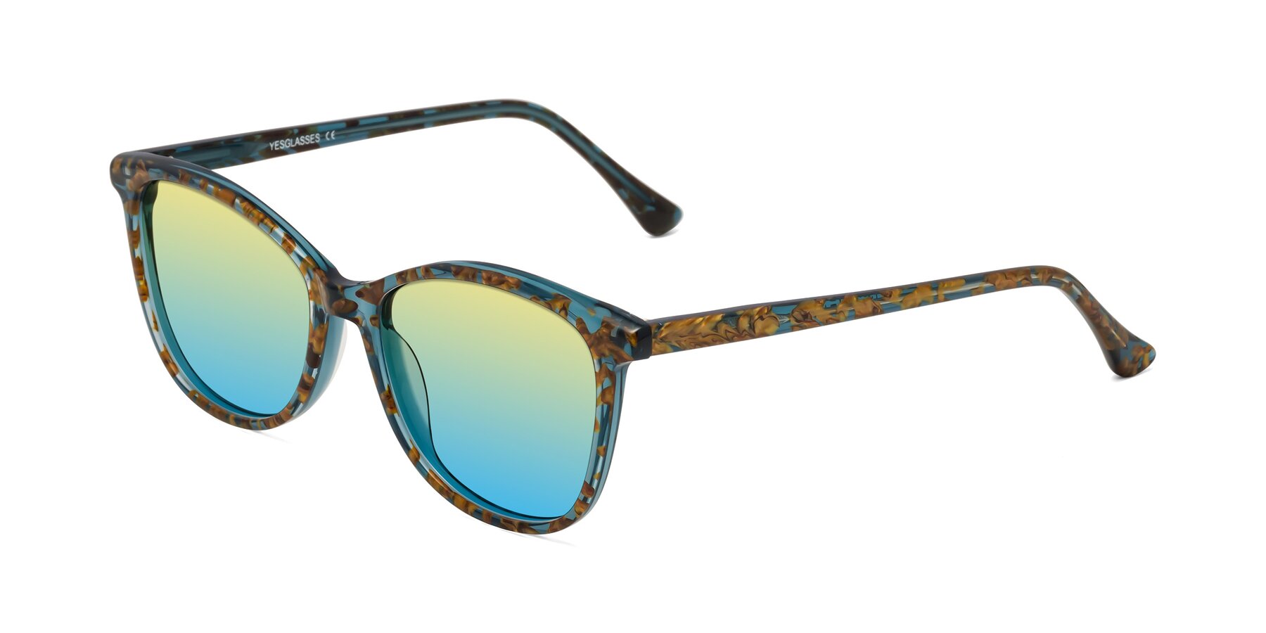 Angle of Creek in Ocean Blue Floral with Yellow / Blue Gradient Lenses
