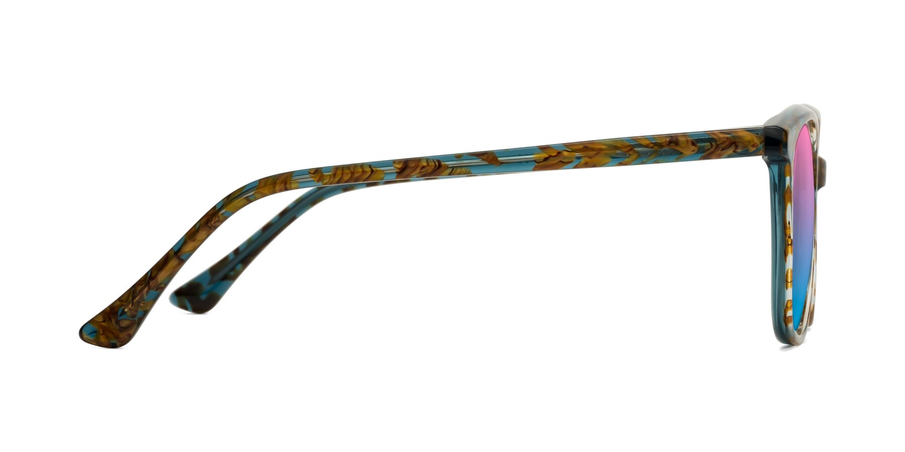 Side of Creek in Ocean Blue Floral with Pink / Blue Gradient Lenses