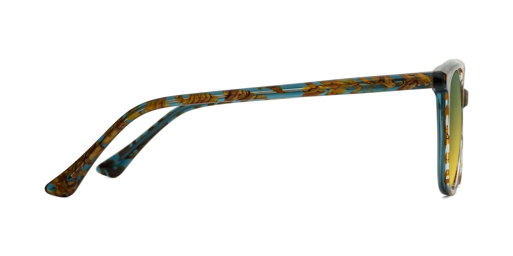Side of Creek in Ocean Blue Floral with Green / Yellow Gradient Lenses