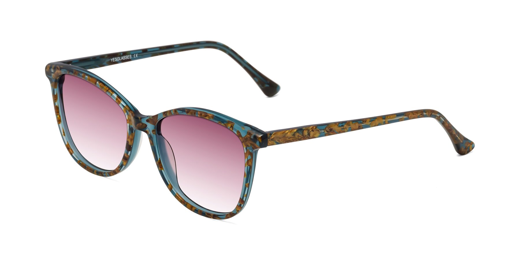 Angle of Creek in Ocean Blue Floral with Wine Gradient Lenses