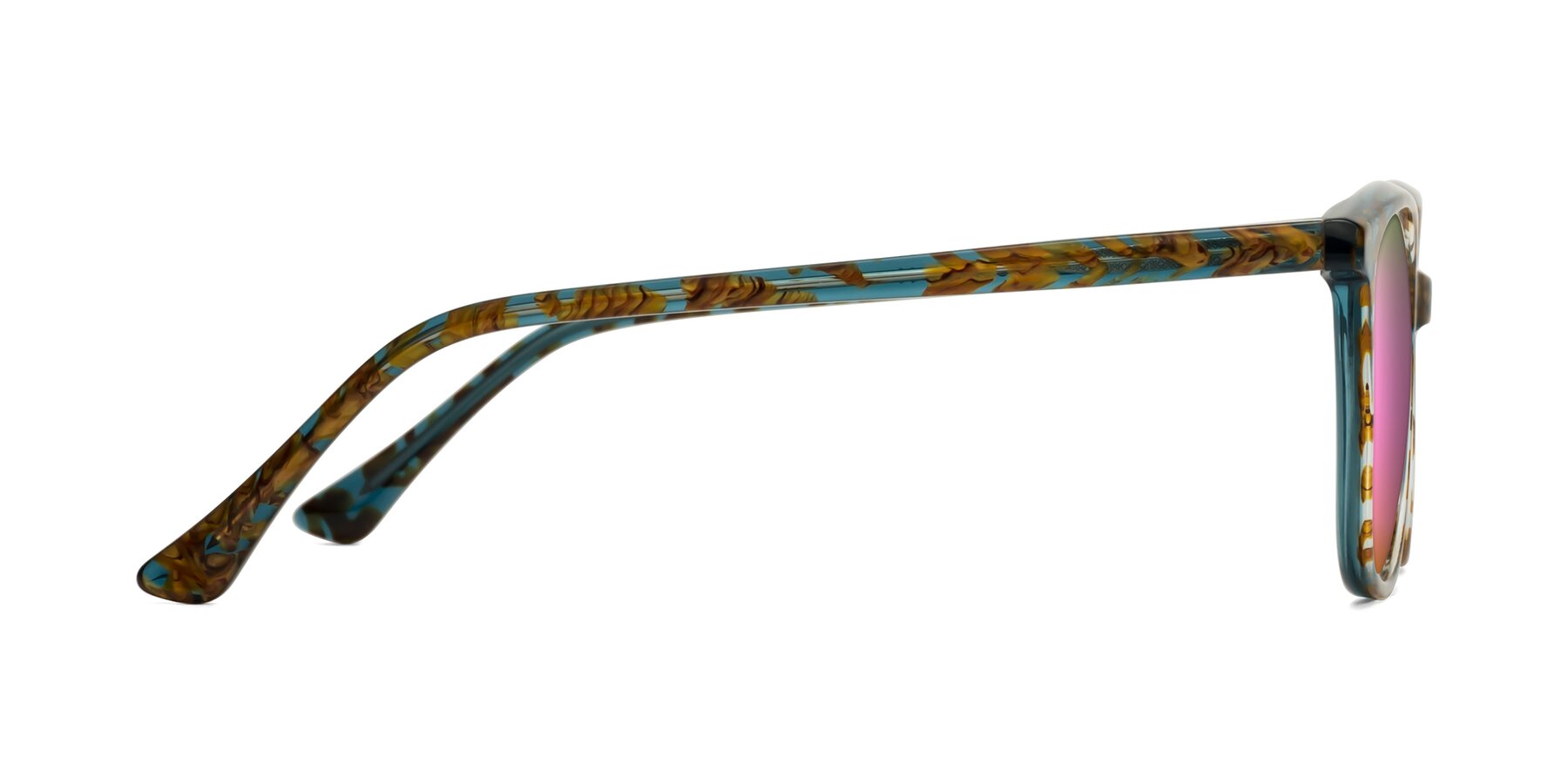 Side of Creek in Ocean Blue Floral with Pink Mirrored Lenses
