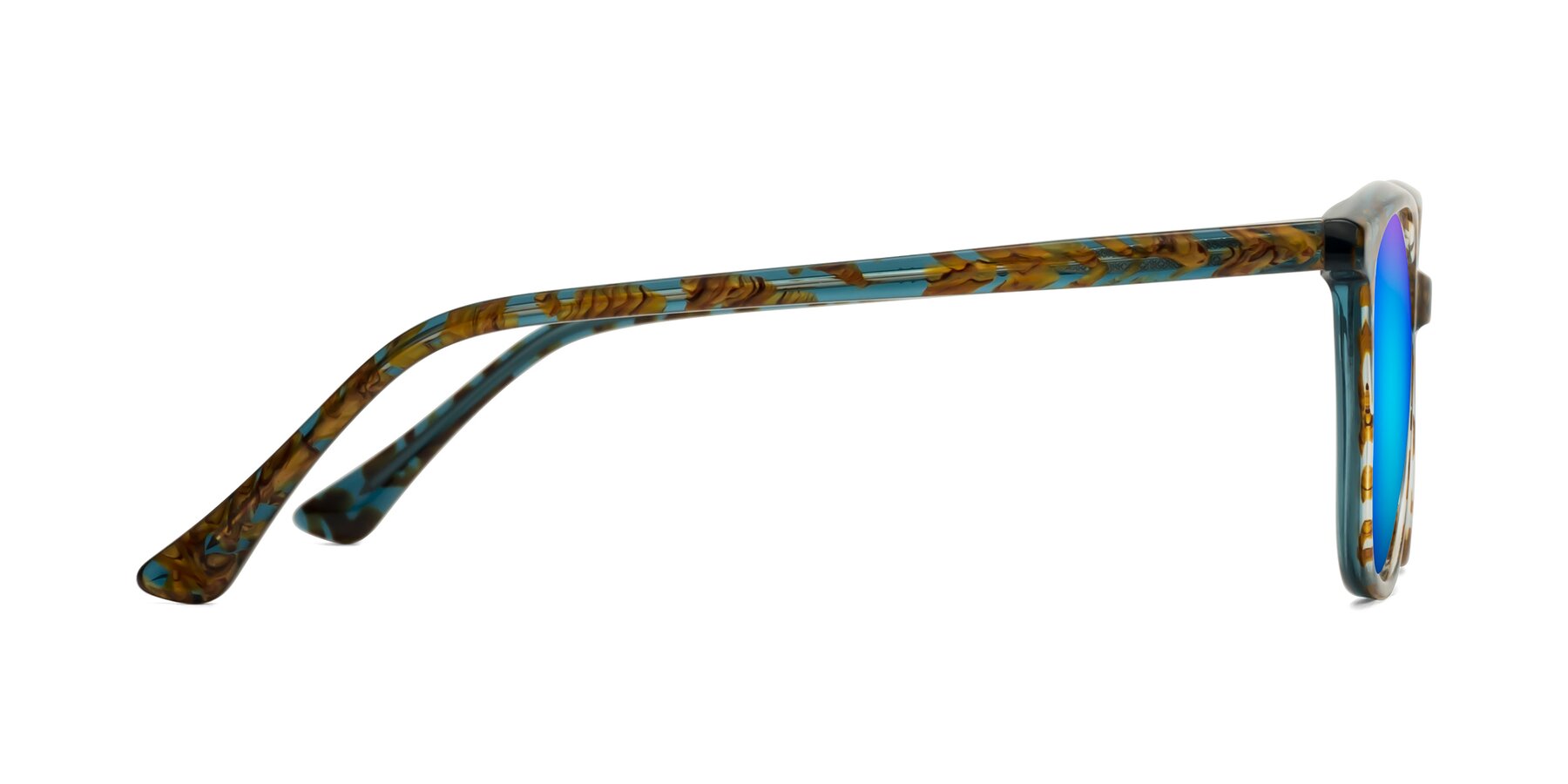 Side of Creek in Ocean Blue Floral with Blue Mirrored Lenses